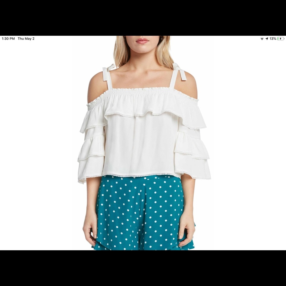 Willow & Clay Lace Trim Cold Shoulder Top